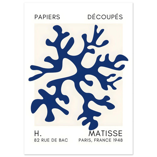 Artfulprints  Matisse – Dreamy coral flower navy blue II   poster 50x70 cm - vtwonen shop