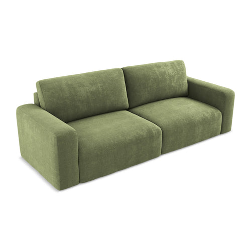 LaMiaSofa 3-zits slaapbank Ostia - chenille stof - groente - 244x102x79