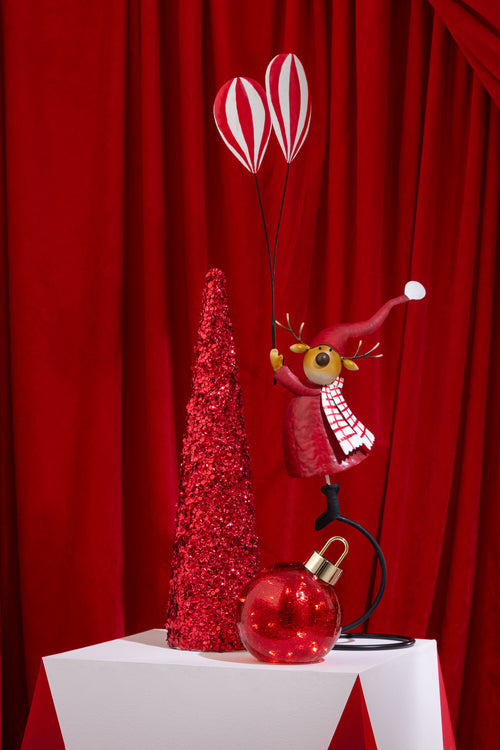 J-Line kerstbal - glas - rood - small - LED