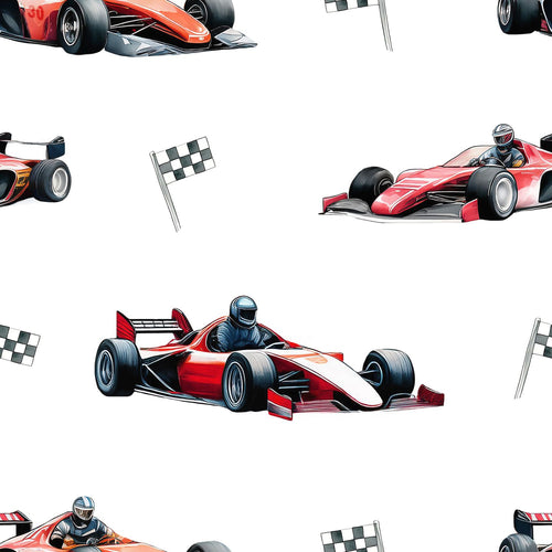 Sanders & Sanders behang race auto's rood, zwart en wit - 50 x 900 cm - 935372