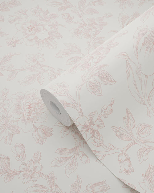 ESTAhome behang elegante bloemen zacht roze - 0.53 x 10.05 m - 132102