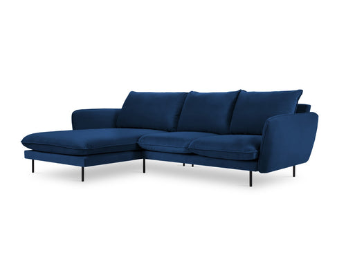 Cosmopolitan Design linker hoekbank Vienna 5-zits, flueel, koningsblauw - 170x255x95cm
