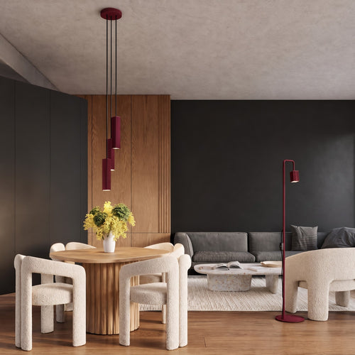 Sollux Lighting Hanglamp RAYO 3P bordeaux - 20x20x108cm