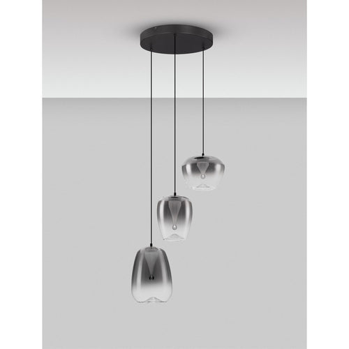 Nova Luce OBLO Hanglamp met clusterdesign, rookgrijs, matzwart, LED 10W 600lm 3000K