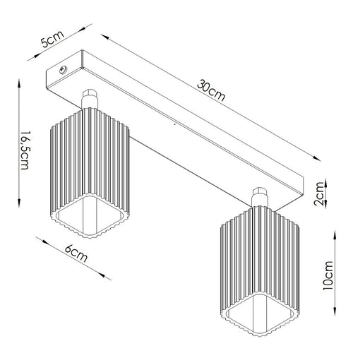 Sollux Lighting Plafondlamp RAYO 2 roze - 30x6x16,5cm