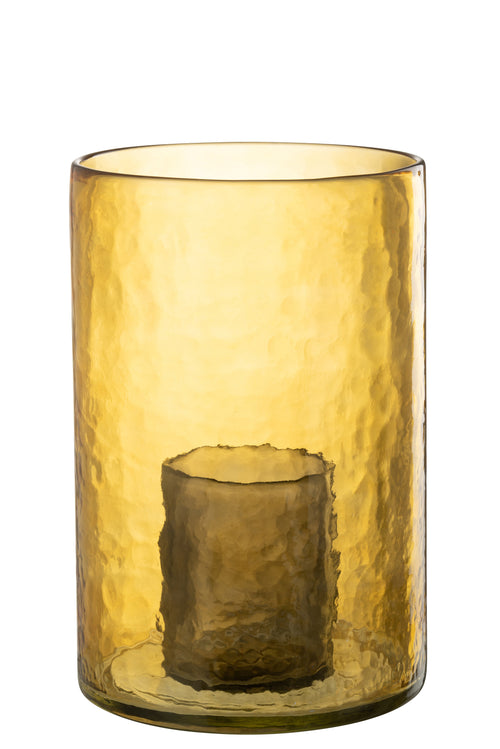 J-Line windlicht Dubbel - glas - geel - large