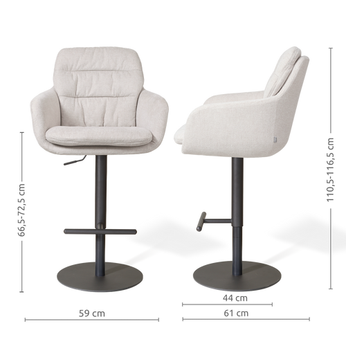Nolon Niva-Mia tulp barkruk beige - verstelbaar - zwart onderstel