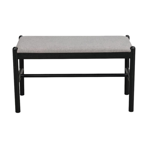 Rowico Home Milford eikenhouten bankje zwart - met zitkussen - 80 x 46 cm