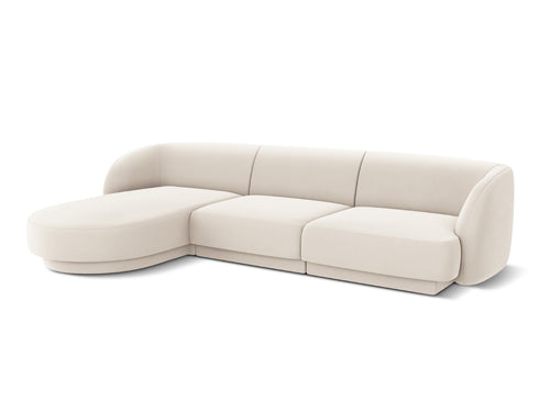 Micadoni linker hoekbank Miley 4-zits, flueel, lichtbeige - 156x255x70cm