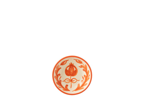 J-Line kom Granada Low - keramiek - wit/oranje - small - Ø 14 cm