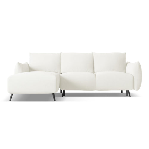 LaMiaSofa hoekbank links Genova - chenille stof - wit - 242x162x86