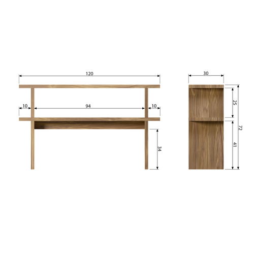 vtwonen sidetable Couchtable - Noten Veneer - Naturel - 72x120x30 - vtwonen shop