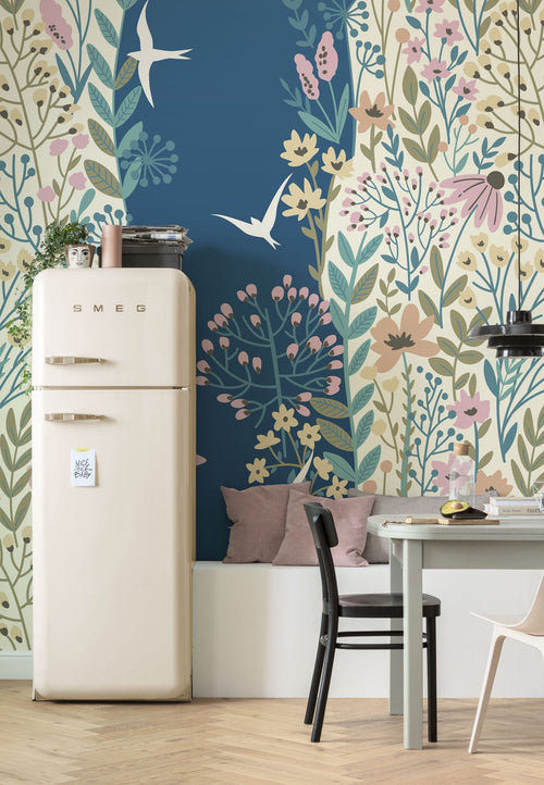 Komar fotobehang bloemen en vogels multicolor - 200 x 250 cm - 611183