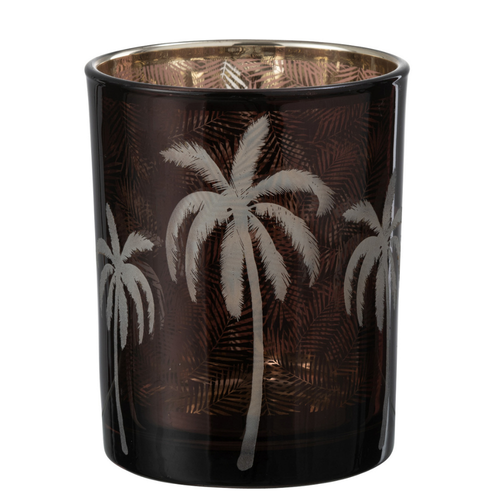 J-Line windlicht Palmboom - glas - bruin - medium
