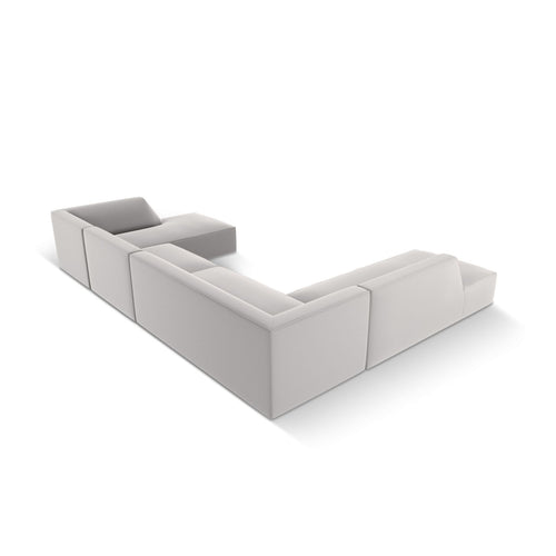 Cosmopolitan Design - Modulaire panoramische hoekbank links Siena 7-zits, imitatieleer lichtgrijs - 273x366x69cm