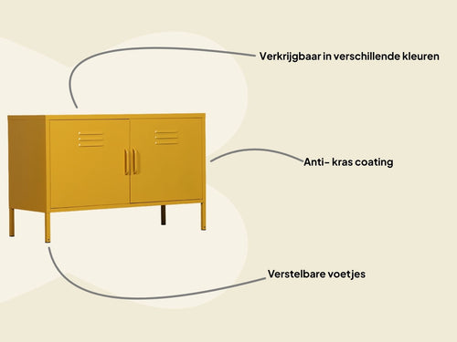 MaximaVida metalen TV lockerkast Finn 100 x 40 x 64 cm okergeel - 1 schap