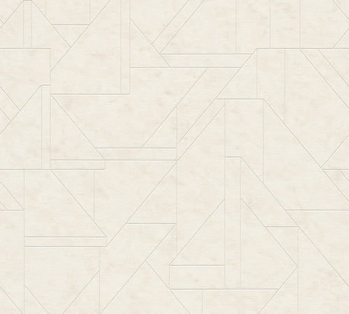 Livingwalls behang grafisch motief crème, wit en zilver - 53 cm x 10.05 m - AS-391182 - vtwonen shop