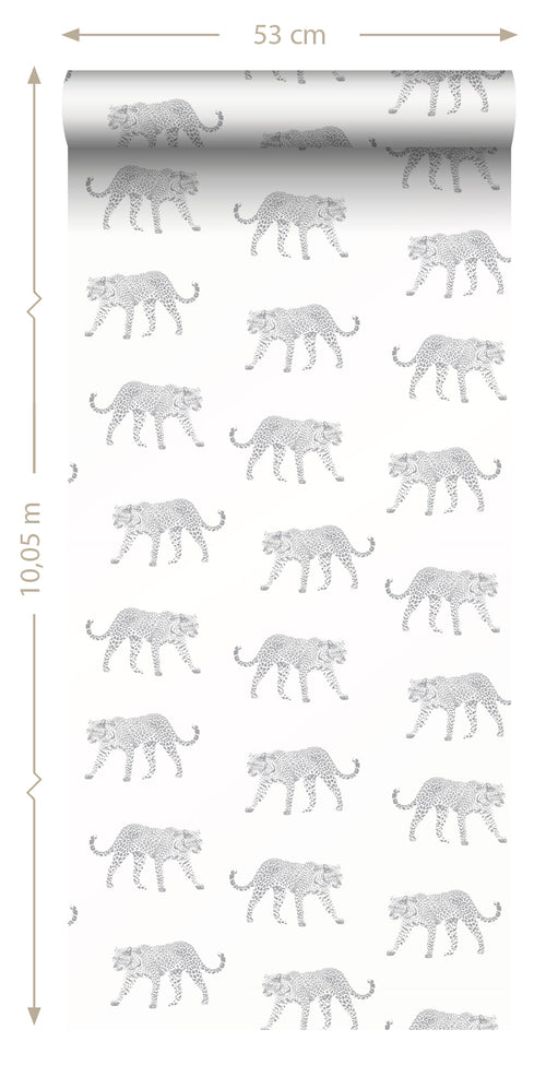 ESTAhome behang panters wit en lichtgrijs - 53 cm x 10.05 m - 139776 - vtwonen shop