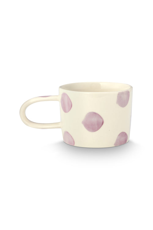 vtwonen - Mokken - Stippen - Lila - Keramiek - 350ml - Set van 4