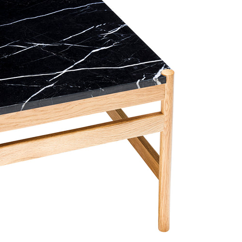 Hübsch bijzettafel Raw - marmer/mdf/eikenhout - 60x40xh42cm - vtwonen shop