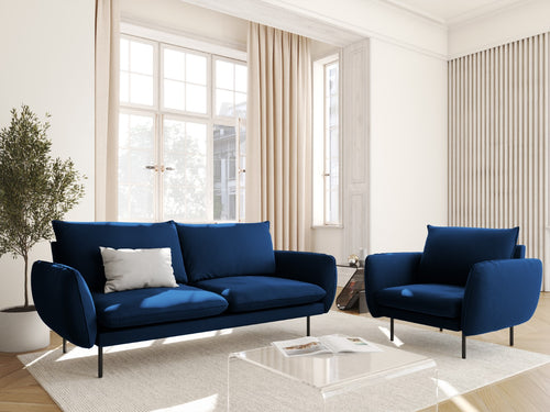 Cosmopolitan Design Bank Vienna 2-zits, flueel, koningsblauw - 92x160x95cm