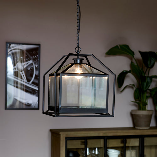 Rivièra Maison Rockford Hanging Lamp - IJzer, Glas - Zwart - vtwonen shop