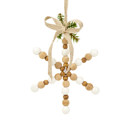 Sia Deco Kersthanger Sneeuwvlok - bruin en beige - hout - D10 - vtwonen shop