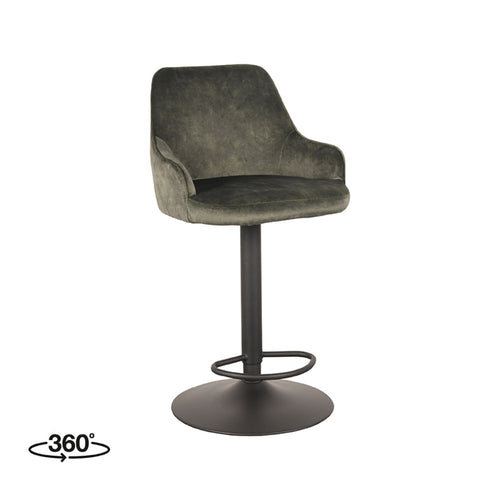 LABEL51 Barkruk Fender - Donkergroen Velvet - Zithoogte 64–84cm