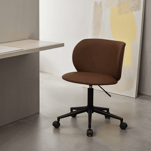 Furnhouse bureaustoel Bobo - Donkerbruin - Kunstleer - 56x57x71