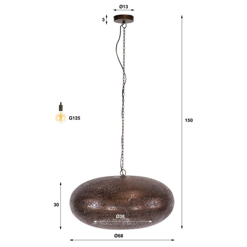 Giga Meubel Hanglamp Cielo - Koper Metaal - 1-lichts - Ø68cm