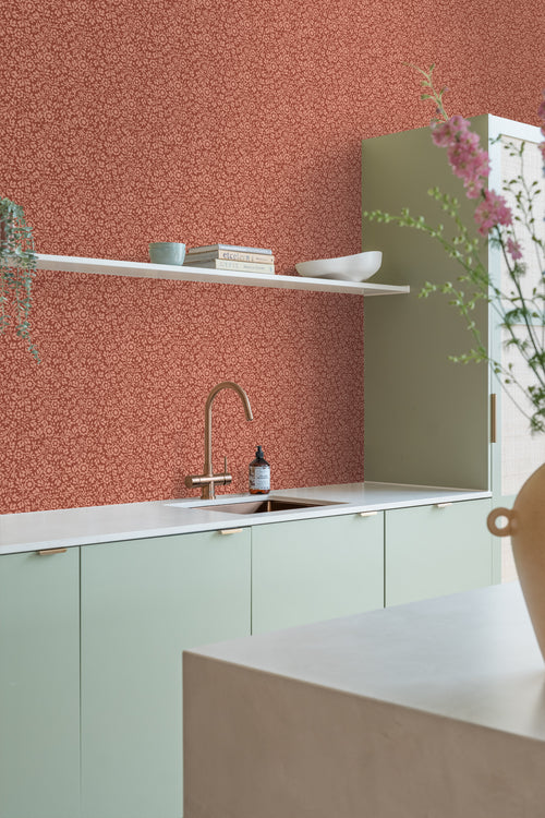 ESTAhome behang bloemetjes terracotta - 50 x 900 cm - 131671 - vtwonen shop