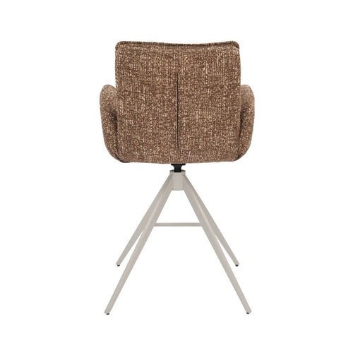 Giga Meubel Barstoel Tina - Donkerbruin - Draaibaar - Scandinavisch - Armleuningen - Stof - Set van 2