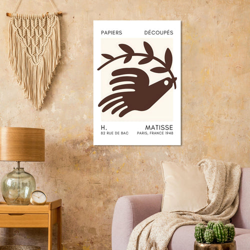 Artfulprints  Matisse – Peace dove brown   Poster A4 21x29.7 cm