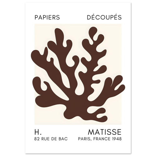 Artfulprints Poster met Lijst Matisse – Saltflower shapes brown   - 50x70 cm - Bruin