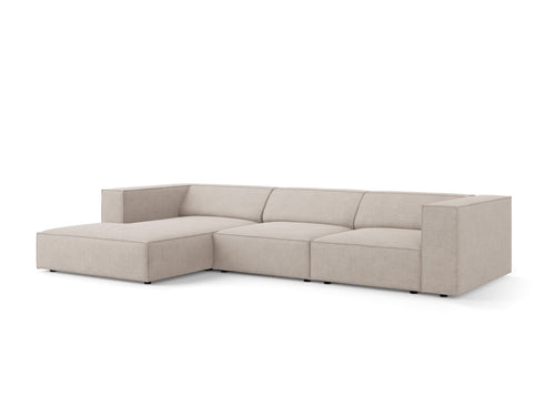 Cosmopolitan Design linker hoekbank Arendal 4-zits, chenille met ribbeleffect, donkerbeige - 166x284x70cm