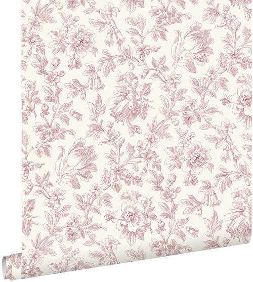 ESTAhome behang elegante bloemen bordeaux rood - 50 x 900 cm - 132105