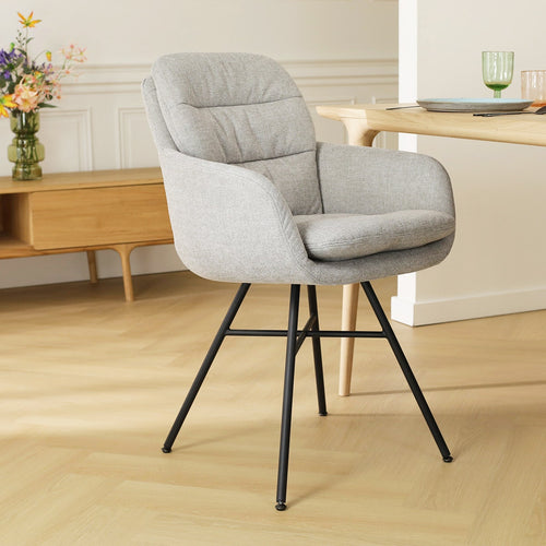 Nolon Noa-Mia Eetkamerstoelen Set van 2 - Grijs - Zwarte Poten - vtwonen shop