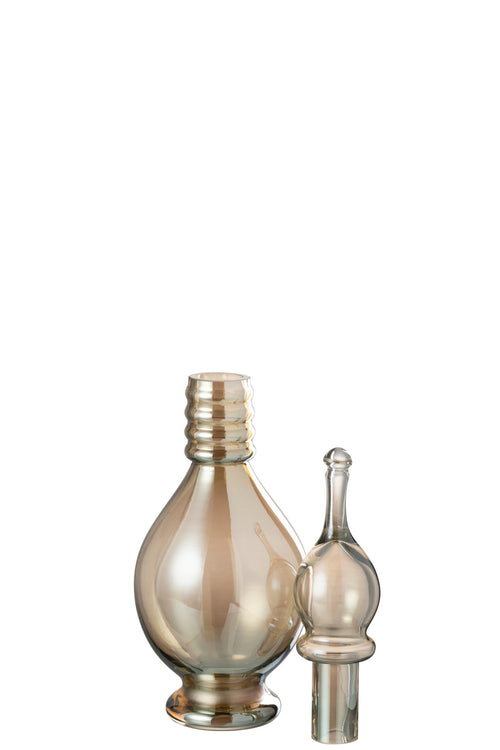J-Line vaas + stop flesje Joey - glas - beige - medium