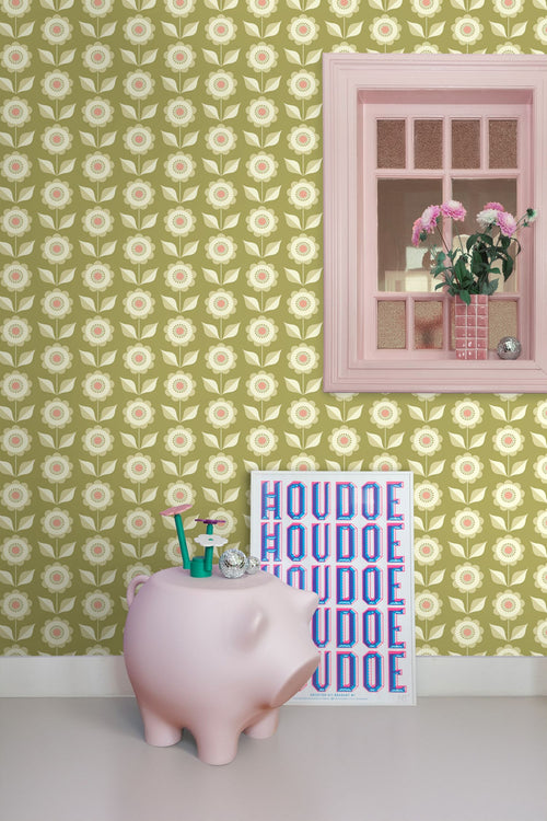 ESTAhome behang bloemen groen - 50 x 900 cm - 131864