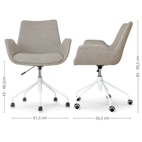 Nolon Nout-Eef Bureaustoel Warm Grijs - Armleuning - Wit Onderstel - vtwonen shop