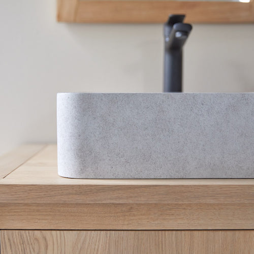 Tikamoon Vierkante waskom in grijs beton b. 39 cm - Grijs