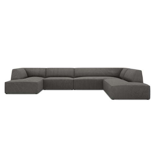 Cosmopolitan Design - Panoramische hoekbank rechts Siena 7-zits, ribfluwelen donkergrijs - 273x366x69cm