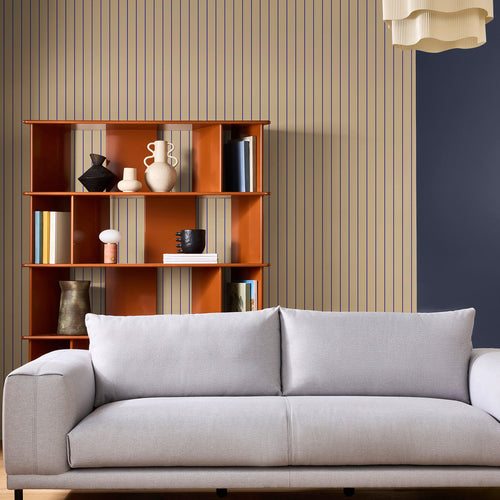 MADE Vliesbehang - Kyria Neutral & Blue Stripe