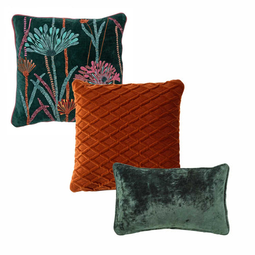 HOII VOORDEELSET FLOWER GREEN - Set van 3 sierkussens - Mountain View - groen - vtwonen shop