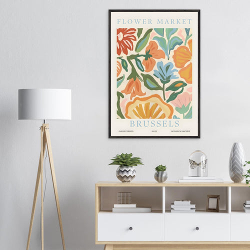 Artfulprints Poster met Lijst Flower market - Brussels   - 50x70 cm - Meerkleurig