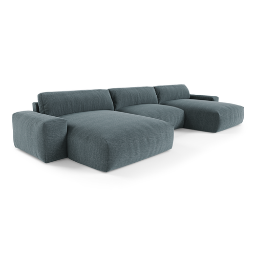 Sia Home - Grote panoramische U-bank BLISS - Zacht aanvoelende geweven stof - Blauwe jeans - 420cm - vtwonen shop