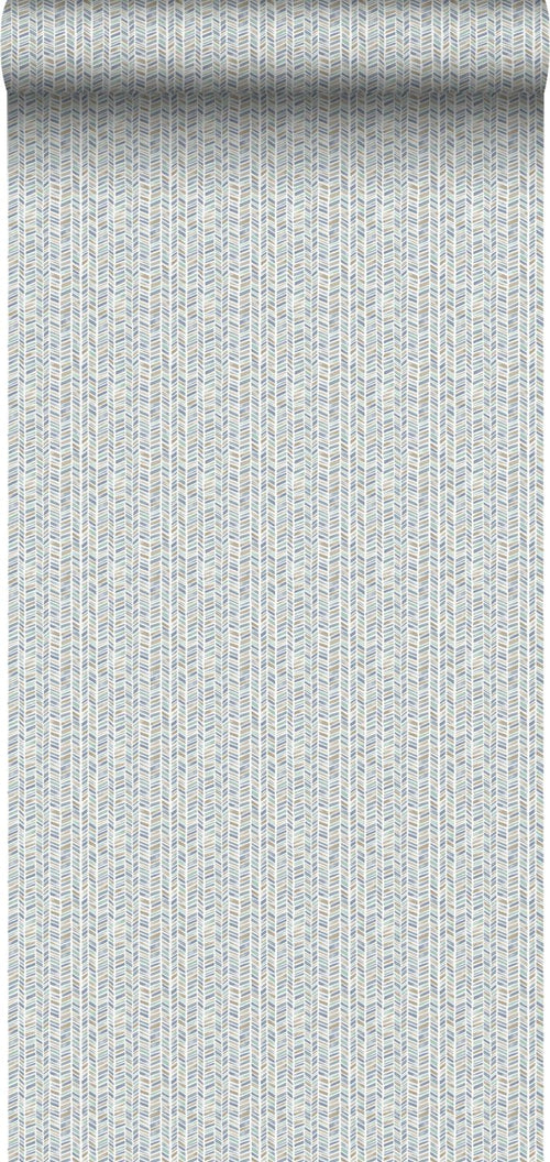 Sanders & Sanders behang zigzag motief blauw en bruin -  - 641148