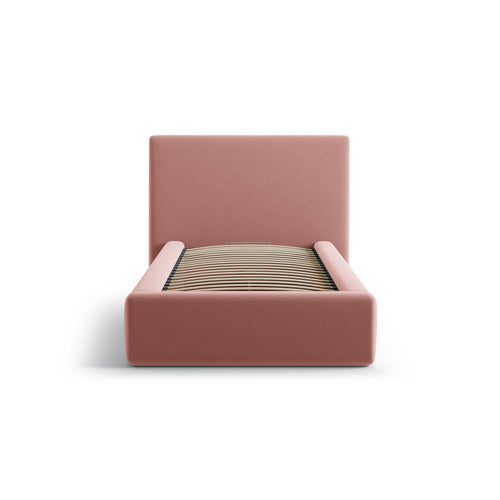 Cosmopolitan Design - Opbergbed met hoofdeinde Asti 90x200cm flueel roze - 220x130x95cm