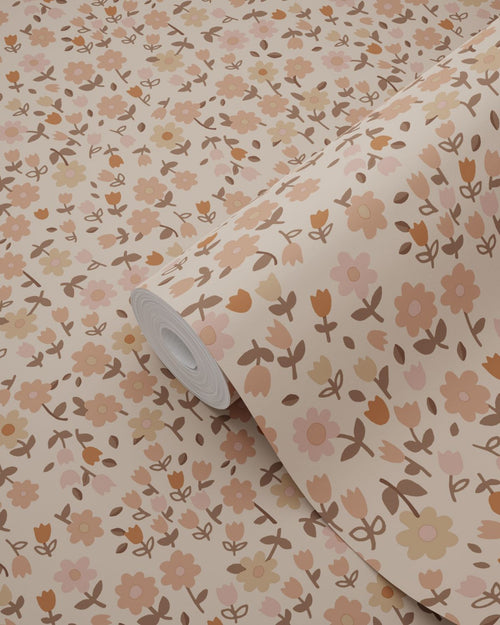 ESTAhome behang bloemetjes terracotta roze - 53 cm x 10.05 m - 131394