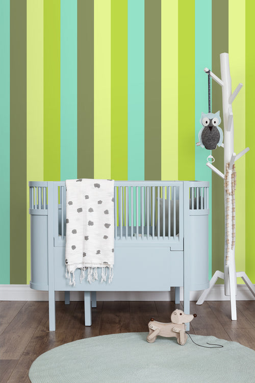 ESTAhome behang strepen turquoise en limegroen - 53 cm x 10.05 m - 116524